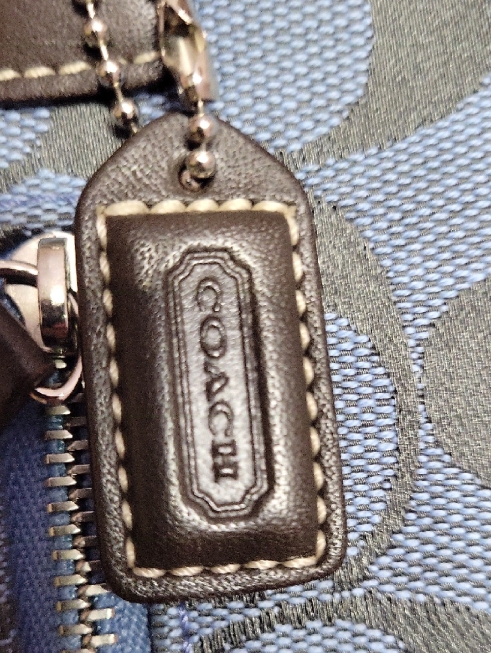 Coach Blue Signature Crossbody Messenger with Brown Trim - Picture 5 of 9